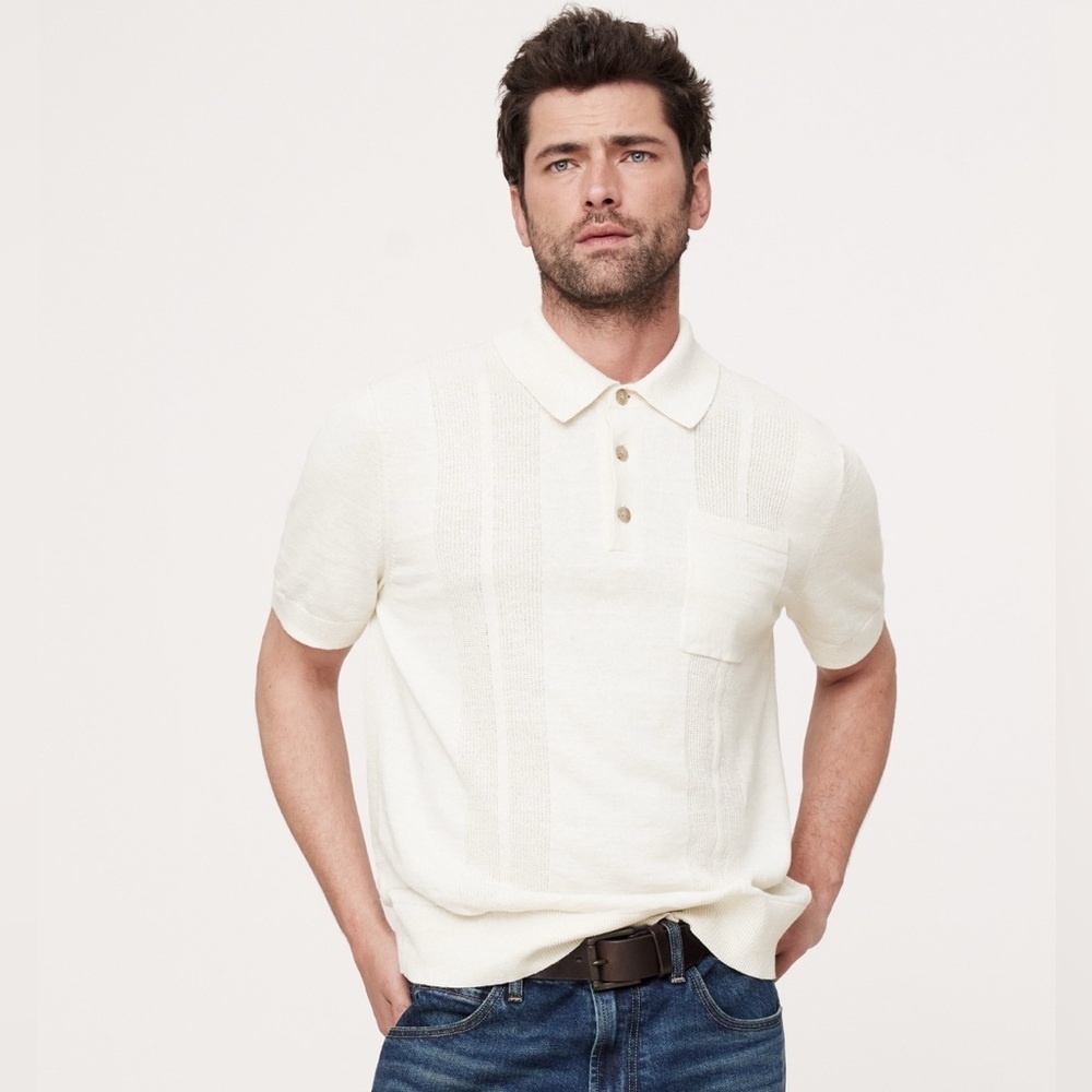NWT Banana Republic Men’s Linen Cotton Ribbed Sweater Polo Sz s (#871811)